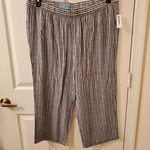 NWT Old Navy Wide Leg Linen Stripe Pants Size XL